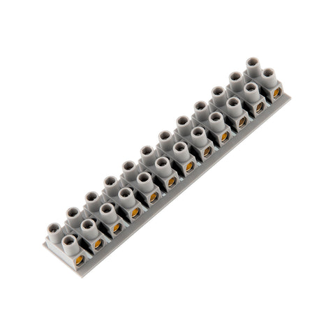 Deta 20A 12-Way Terminal Connector Strip, Grey Polypropylene Indoor 6086B
