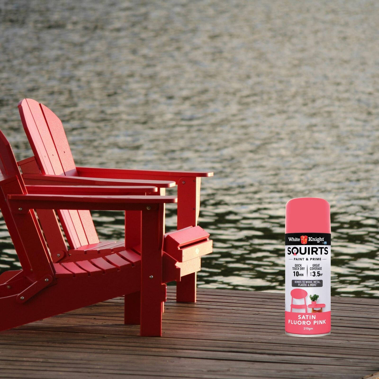 White Knight Squirts Fluoro Pink Satin Spray Paint 310g - Solvent-Based, Waterproof