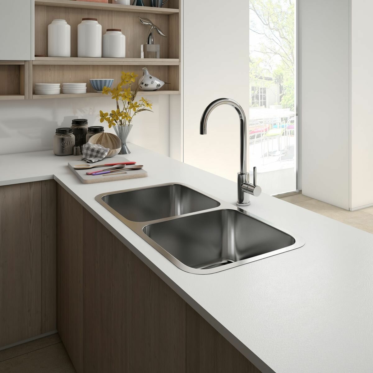 Franke Bell single bowl sink - 18/10 stainless steel, 34L bowl, sound deadening pads - BCX210-42