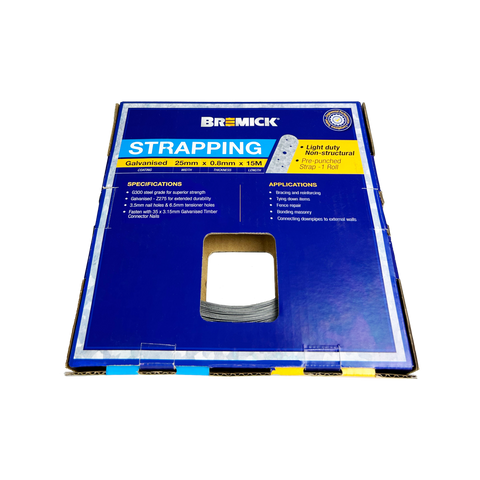 Bremick 25mm x 0.8mm x 15m Galvanised Strapping