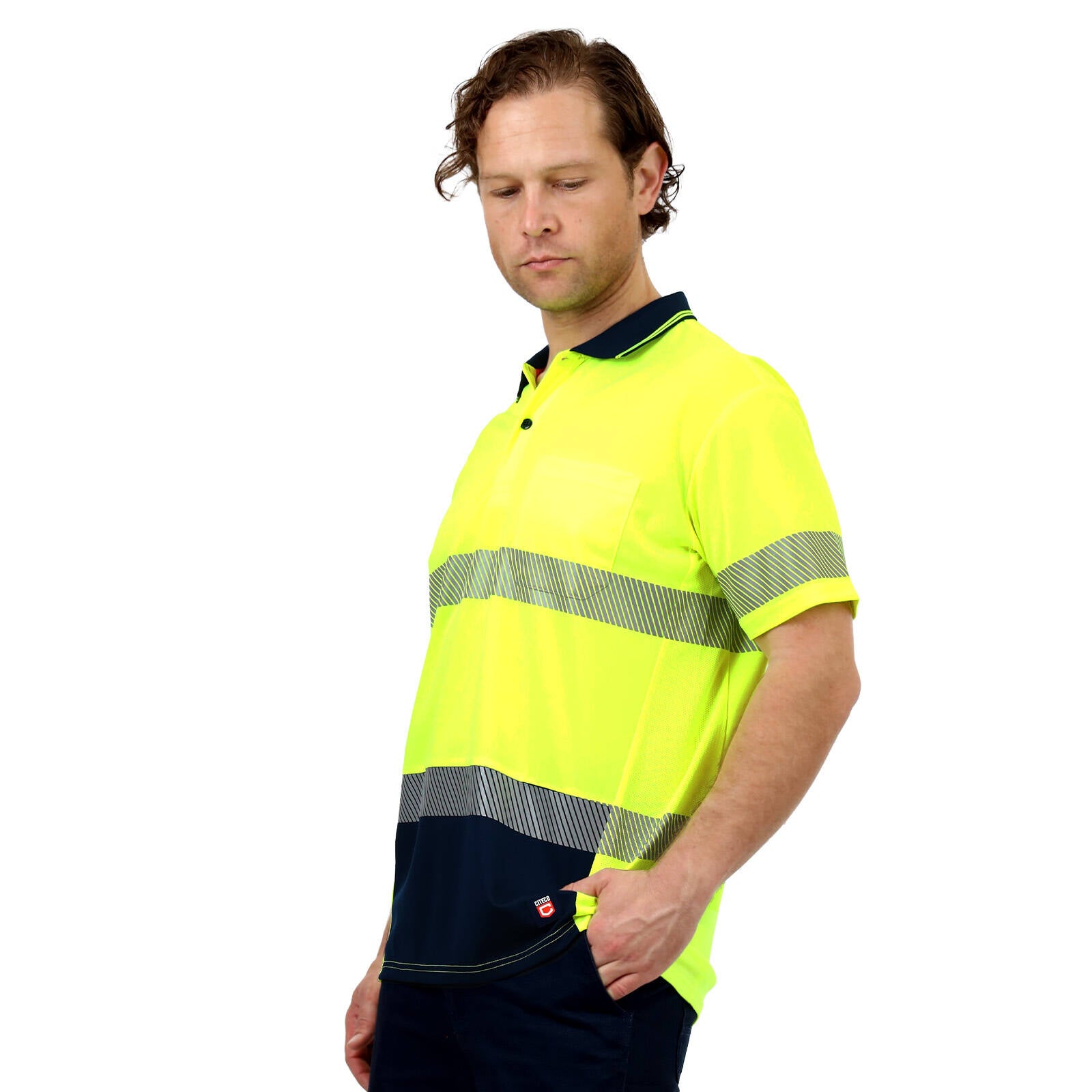 Citeco Yellow Hi Vis Short Sleeve Polo - Reflective Polyester, Men's XL