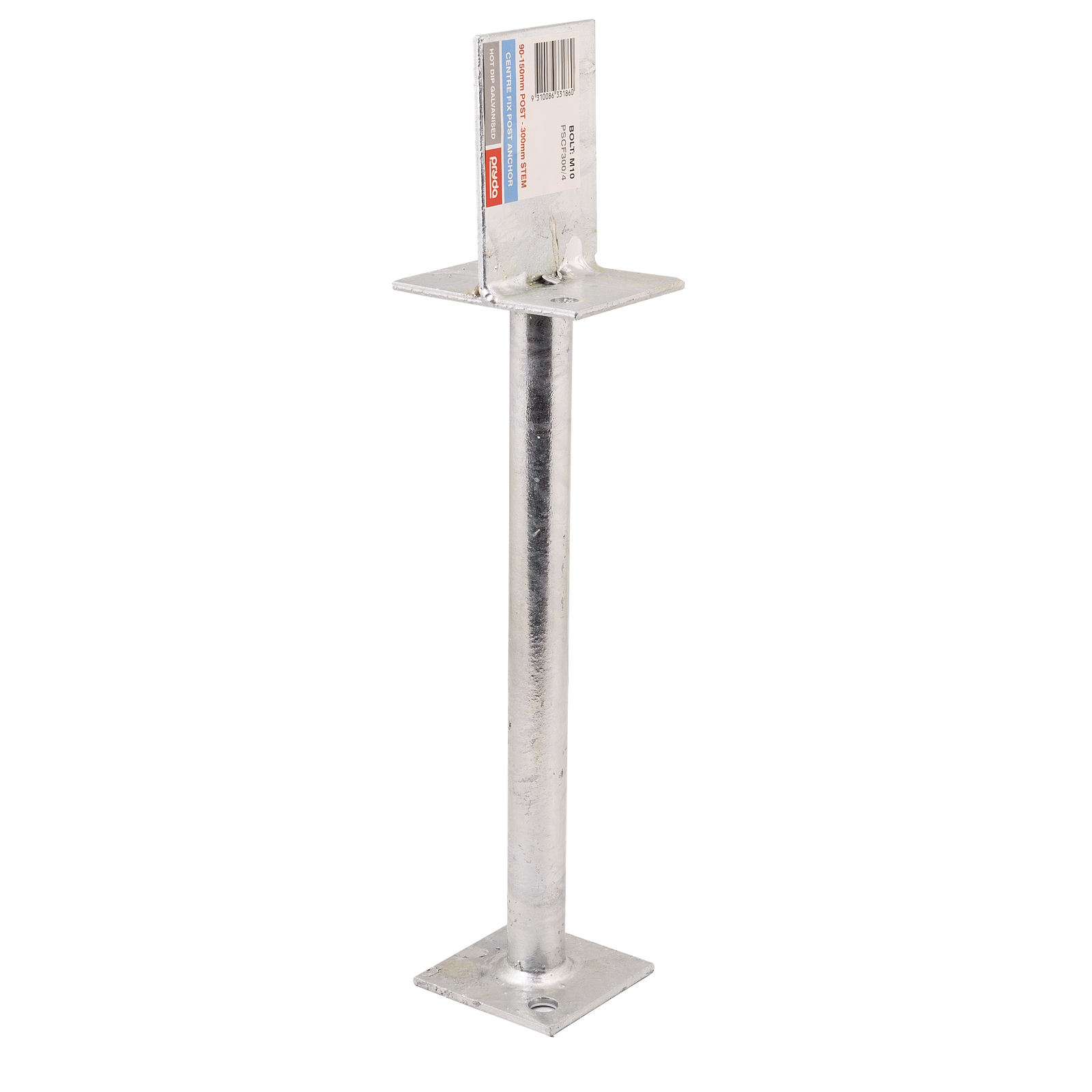 Pryda M10 300mm Centre Fix Half Stirrup Post Anchor, Hot Dip Galvanised Steel