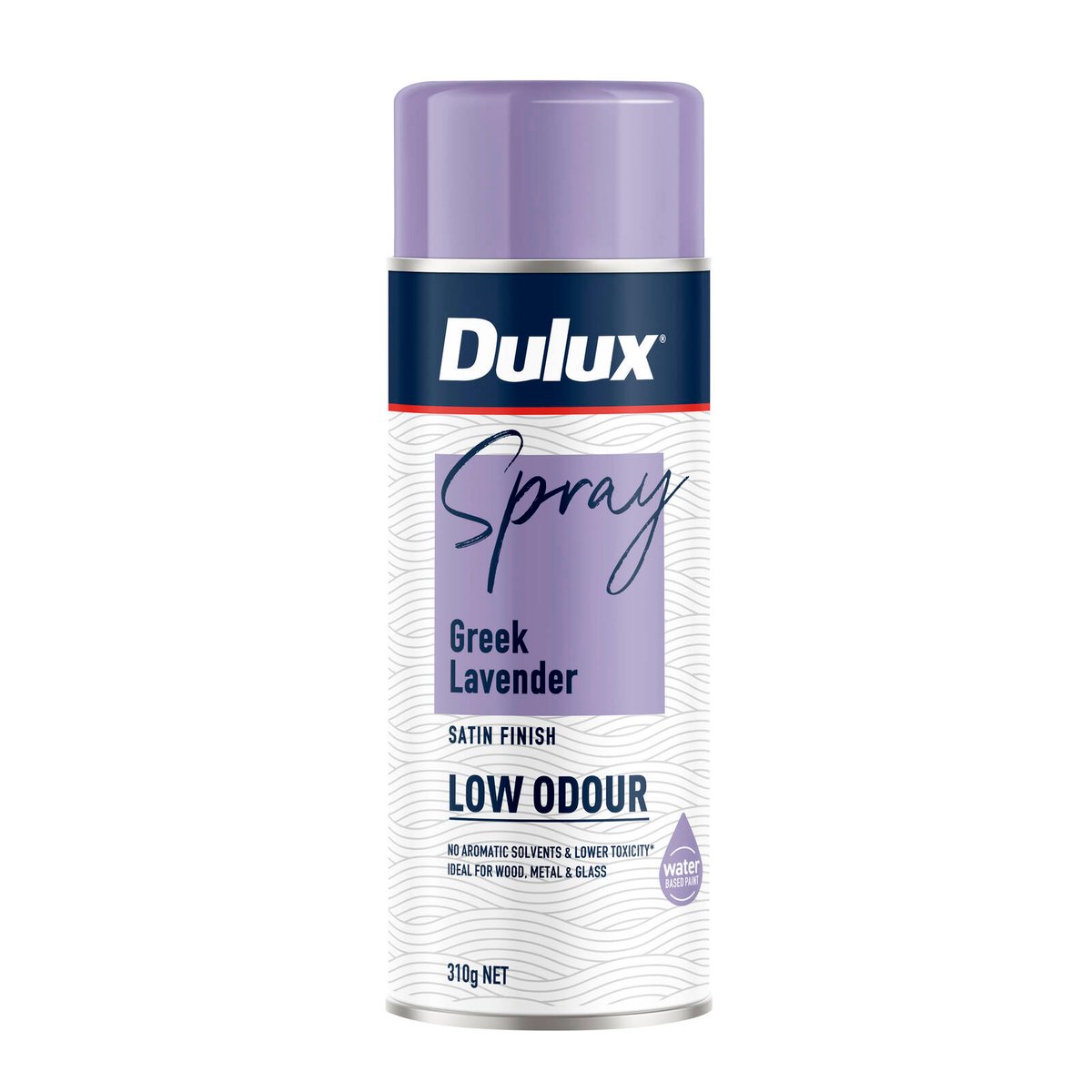 Dulux 310g Greek Lavender Satin Low Odour Spray Paint, Fast Recoat