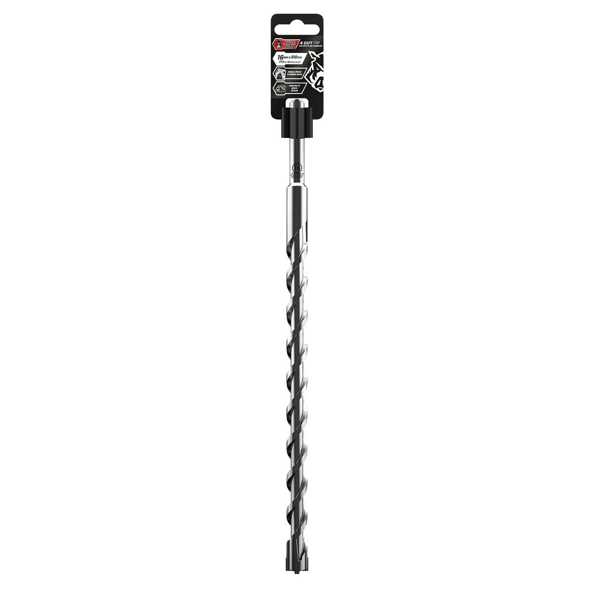 Full Boar 4 Cut Tip Drill Bit - 16mm x 310mm - Carbide - Concrete Use - SuperSaverAU - view 1
