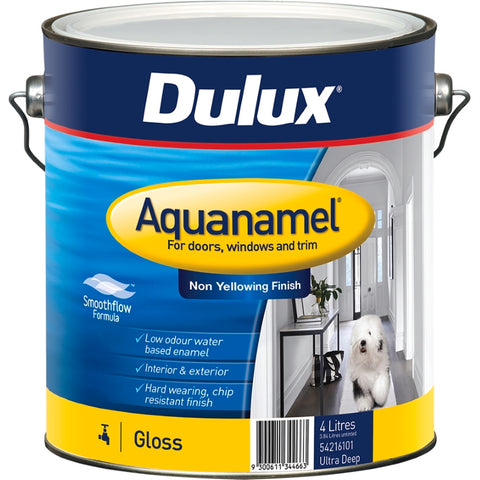 Dulux Aquanamel Gloss Enamel Paint 4L Ultra Deep Base UV Resistant