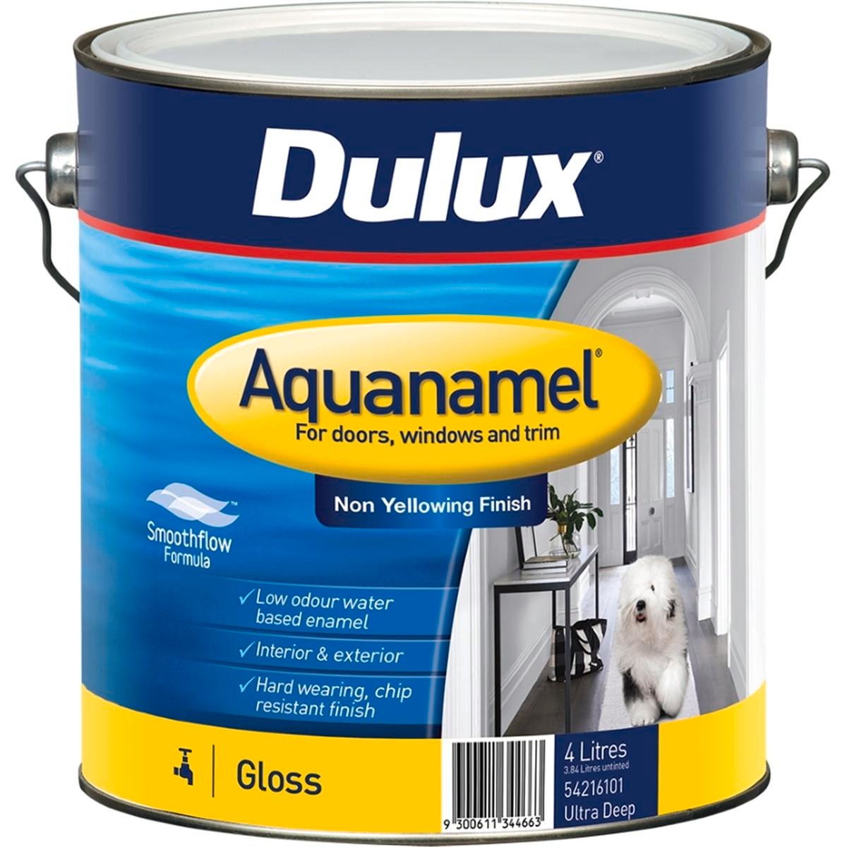 Dulux Aquanamel Gloss Enamel Paint 4L Ultra Deep Base UV Resistant