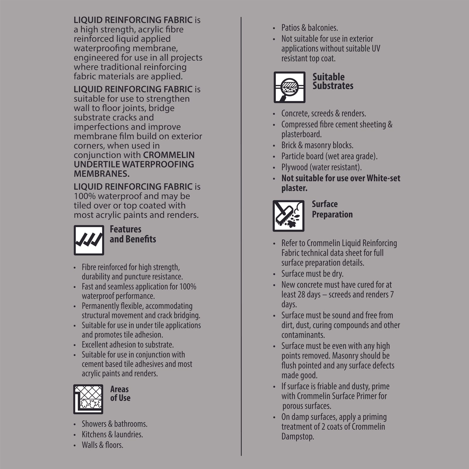 Crommelin 4L Liquid Reinforcing Fabric Waterproofing Membrane