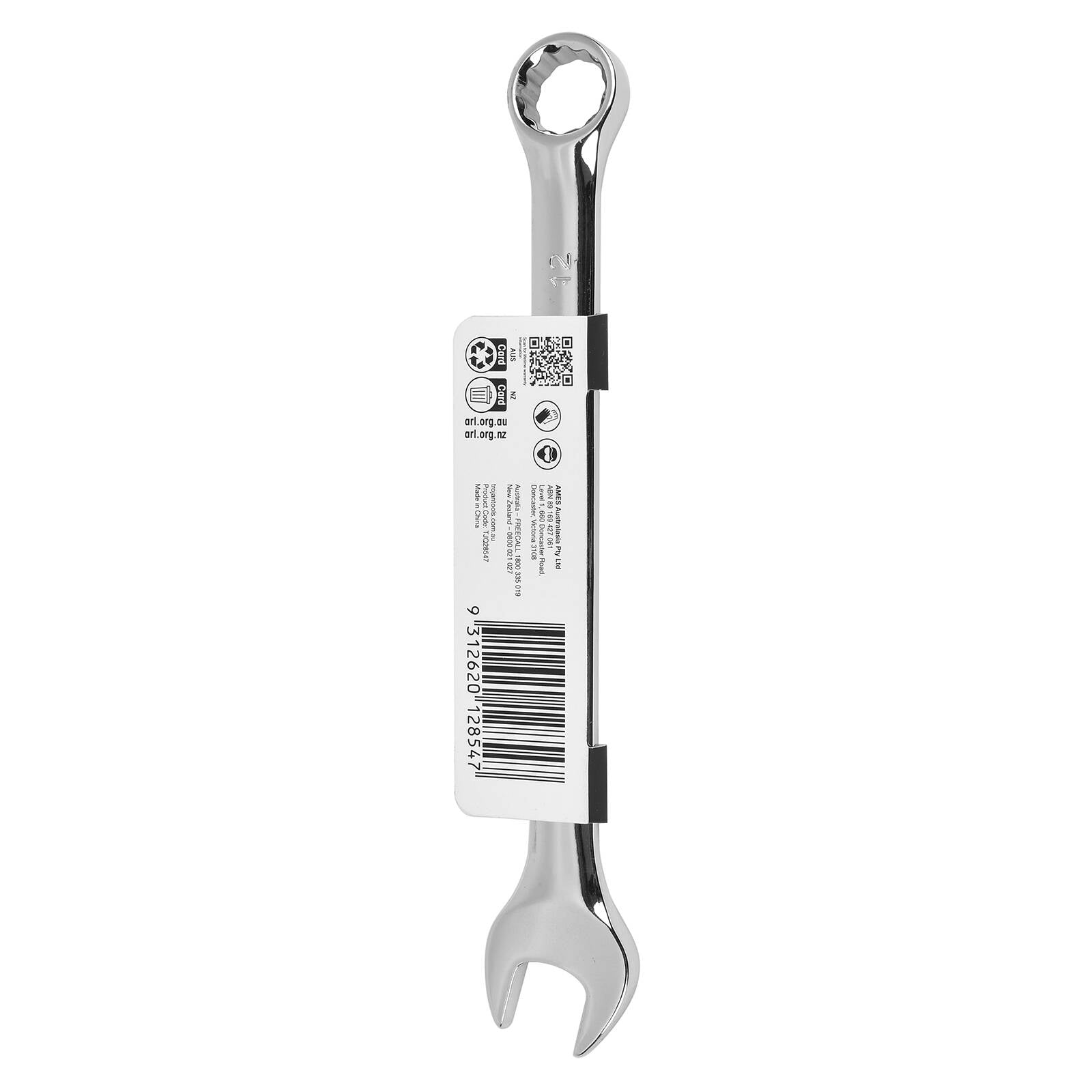 Trojan 12mm Combination Spanner, Chrome Vanadium 12 Point Ring End
