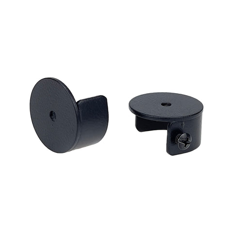 Pillar 16mm Black Curtain Rod Stirrup Bracket, 2 Pack