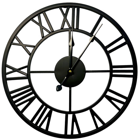 Infinity 40cm Classic Black Metal Wall Clock For Indoor And Outdoor Use