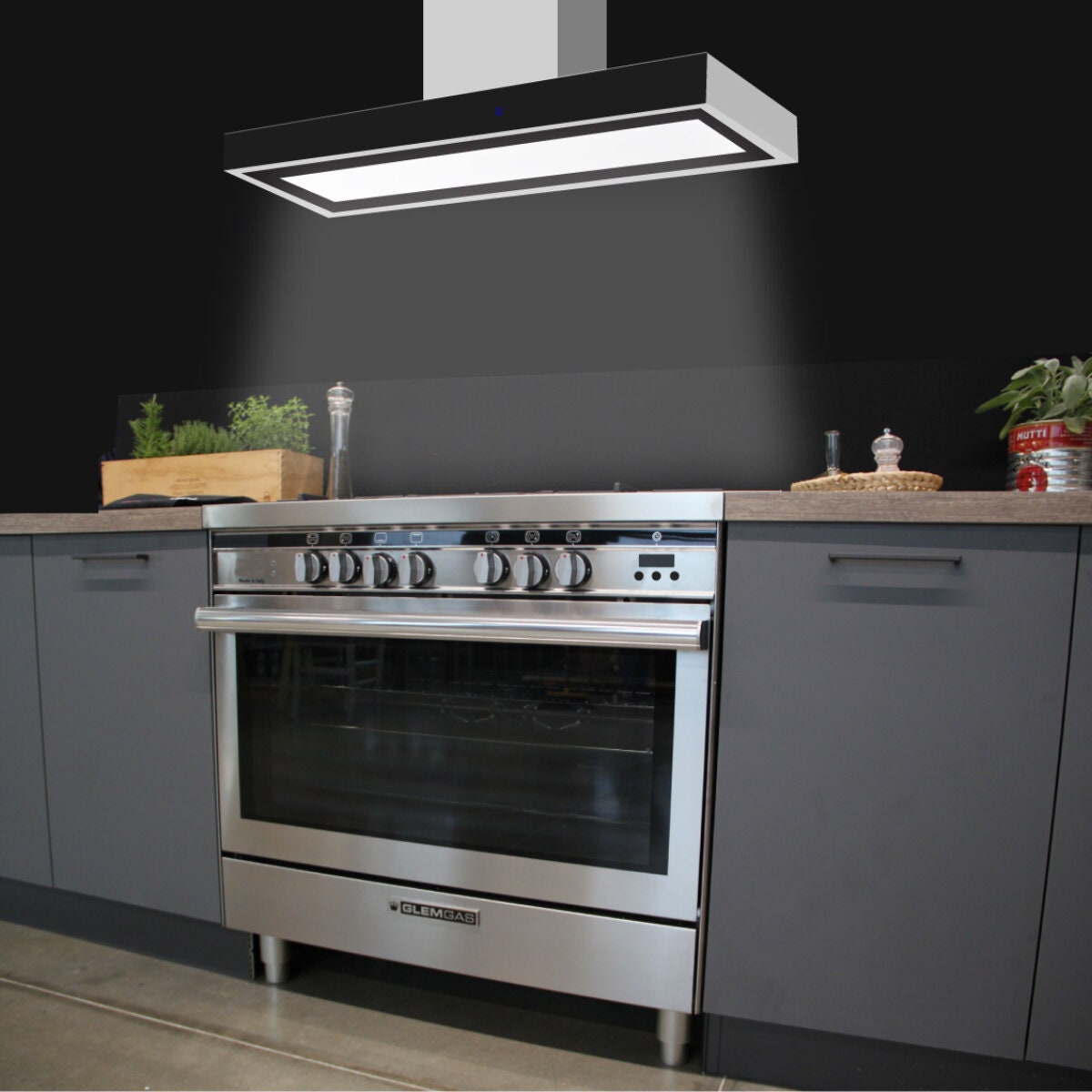 Glem Gas Quiet Air 90cm canopy rangehood - stainless steel, off-board motor, shadow-proof LED - GQA90TBLED