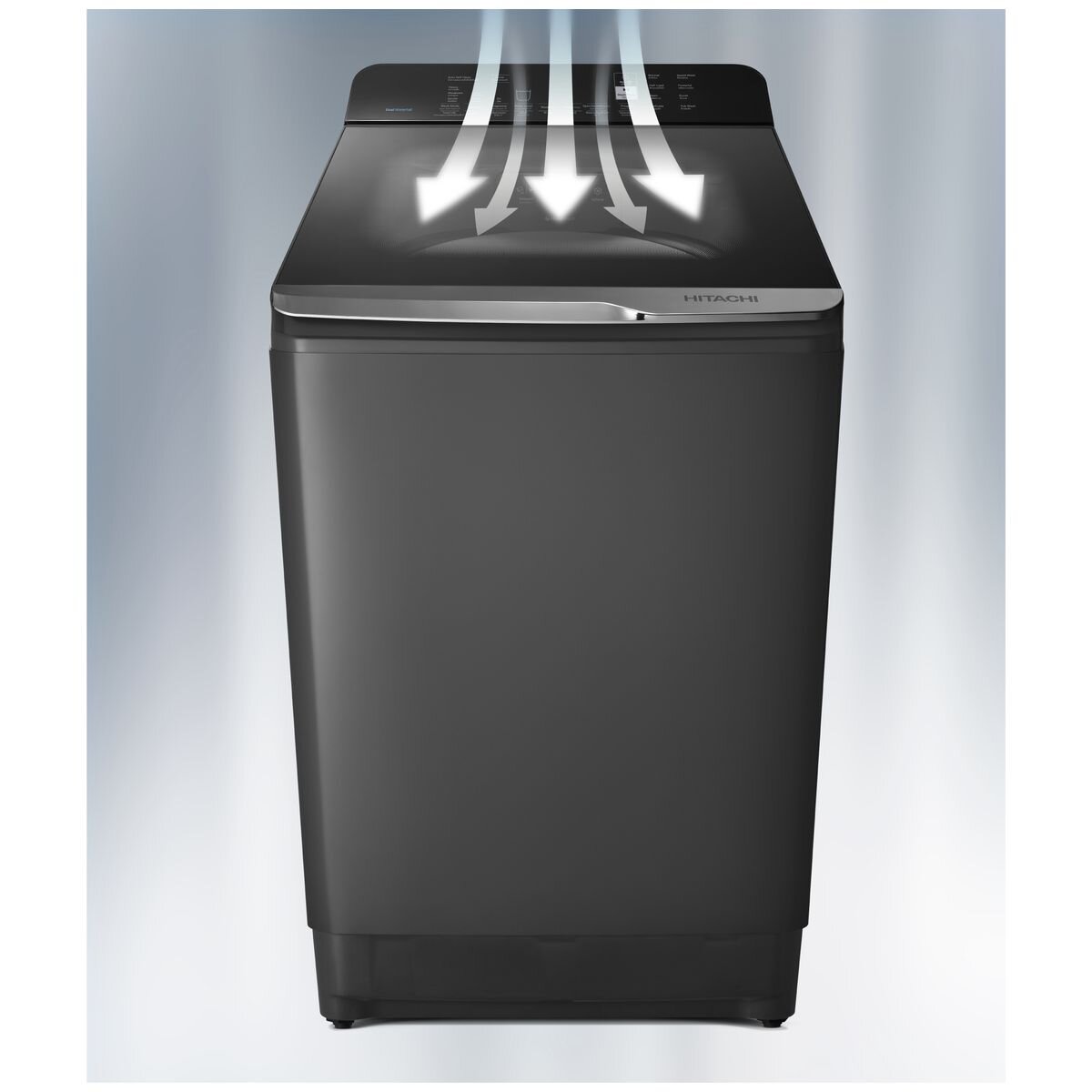 Hitachi 10kg Top Load Washing Machine - 59cm Width, Dual Waterfall, Soft Close Glass Lid - LTL10PMVJWT