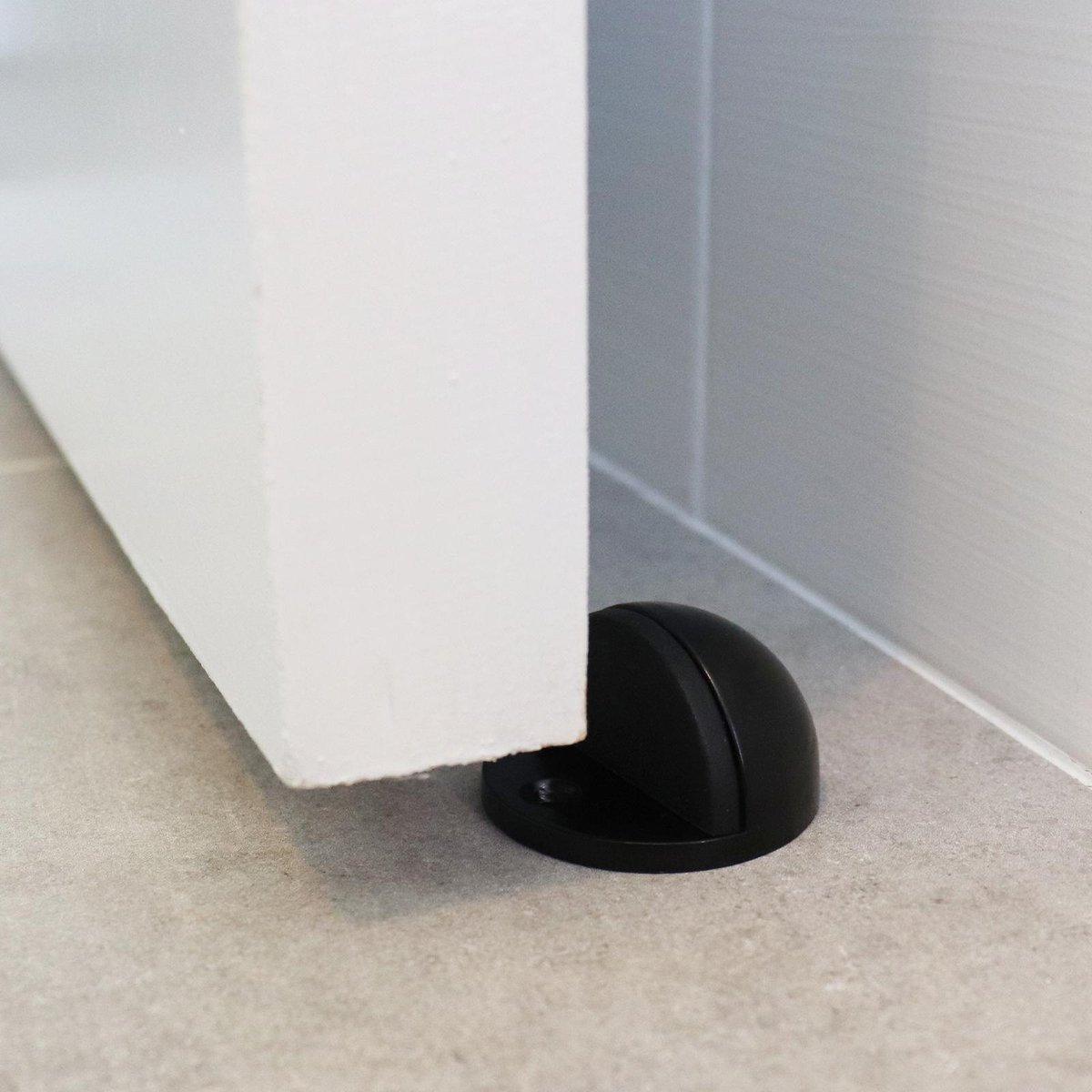 Adoored 45mm Black Steel Rubber Short Half Moon Door Stop Interior
