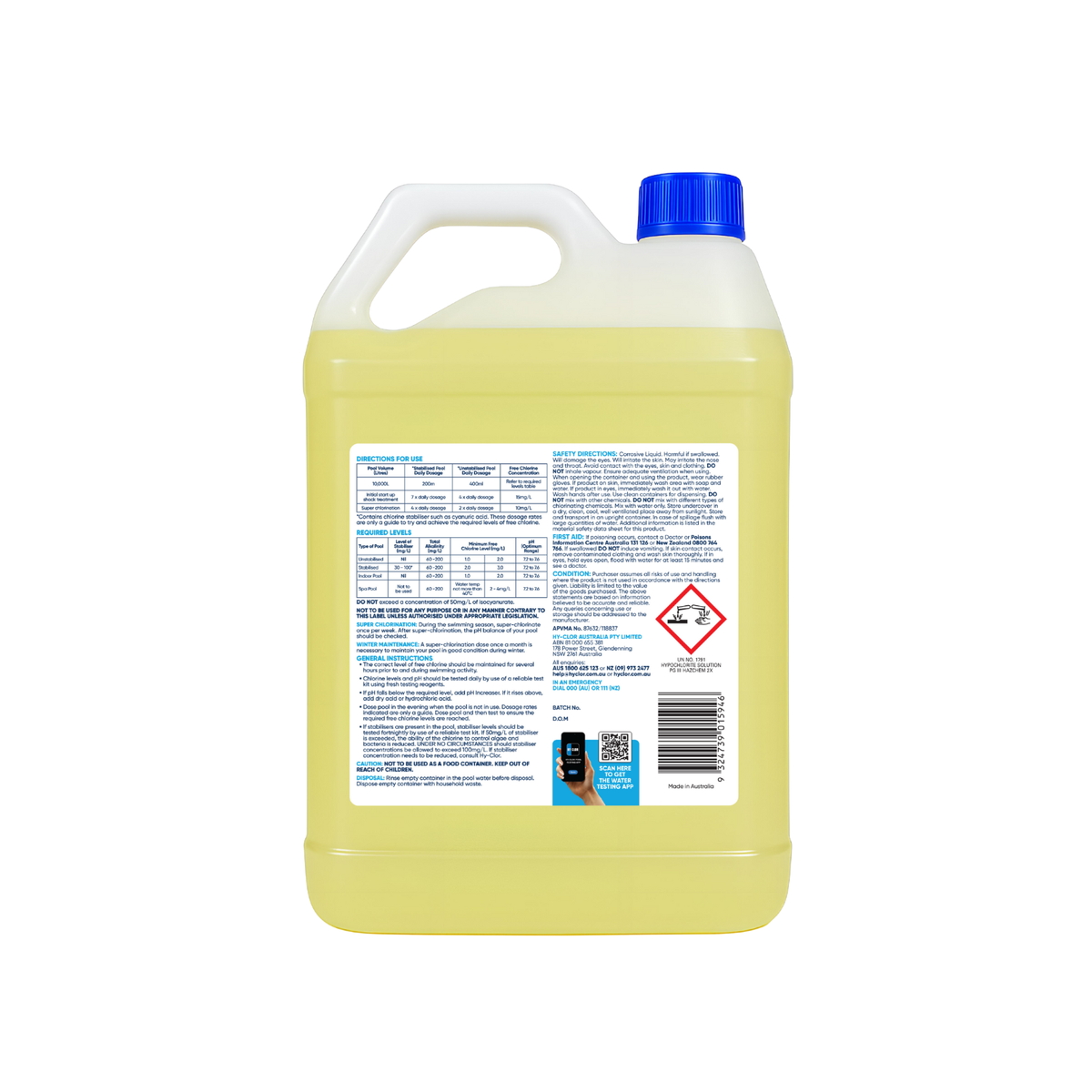 Hy-Clor 5L Liquid Chlorine Pool Sanitiser
