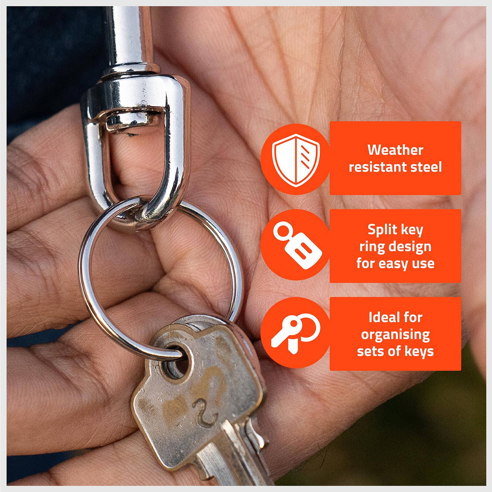 Taskmaster 30mm Steel Key Rings, 100 Pack