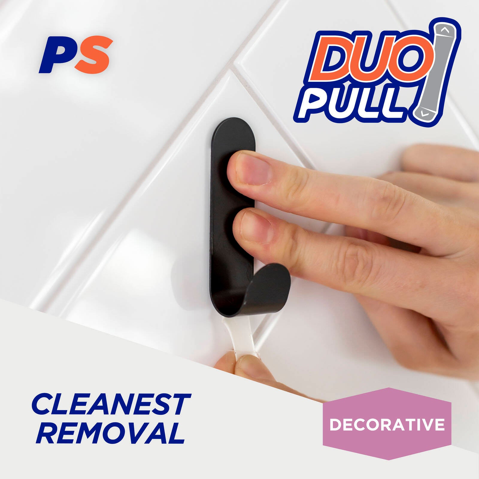 Permastik Medium Matte Black Stainless Steel Adhesive Hooks 3 Pack
