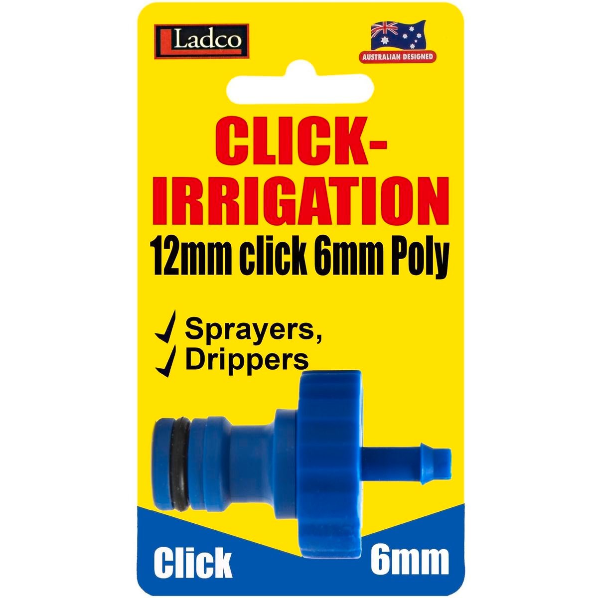 Ladco 6mm Click Poly Irrigation Tube Connector, No Punch-and-Barb Fitting