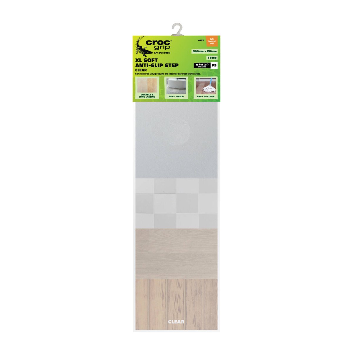 Croc Grip 500mm x 150mm Clear XL Soft Textured Step - Vinyl
