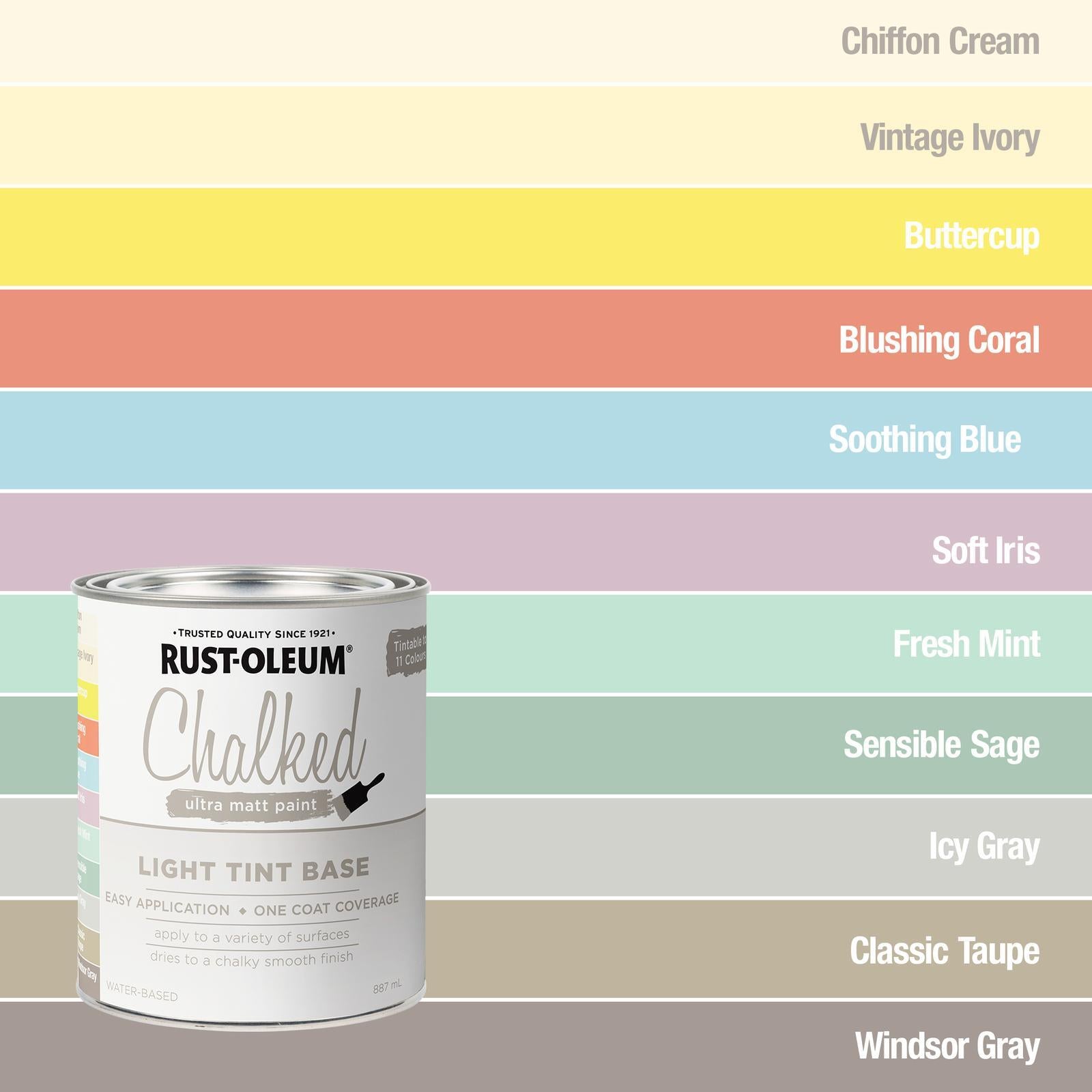 Rust-Oleum Chalked Ultra Matt Paint Light Tint Base 887ml - Tintable One-Coat Furniture Paint