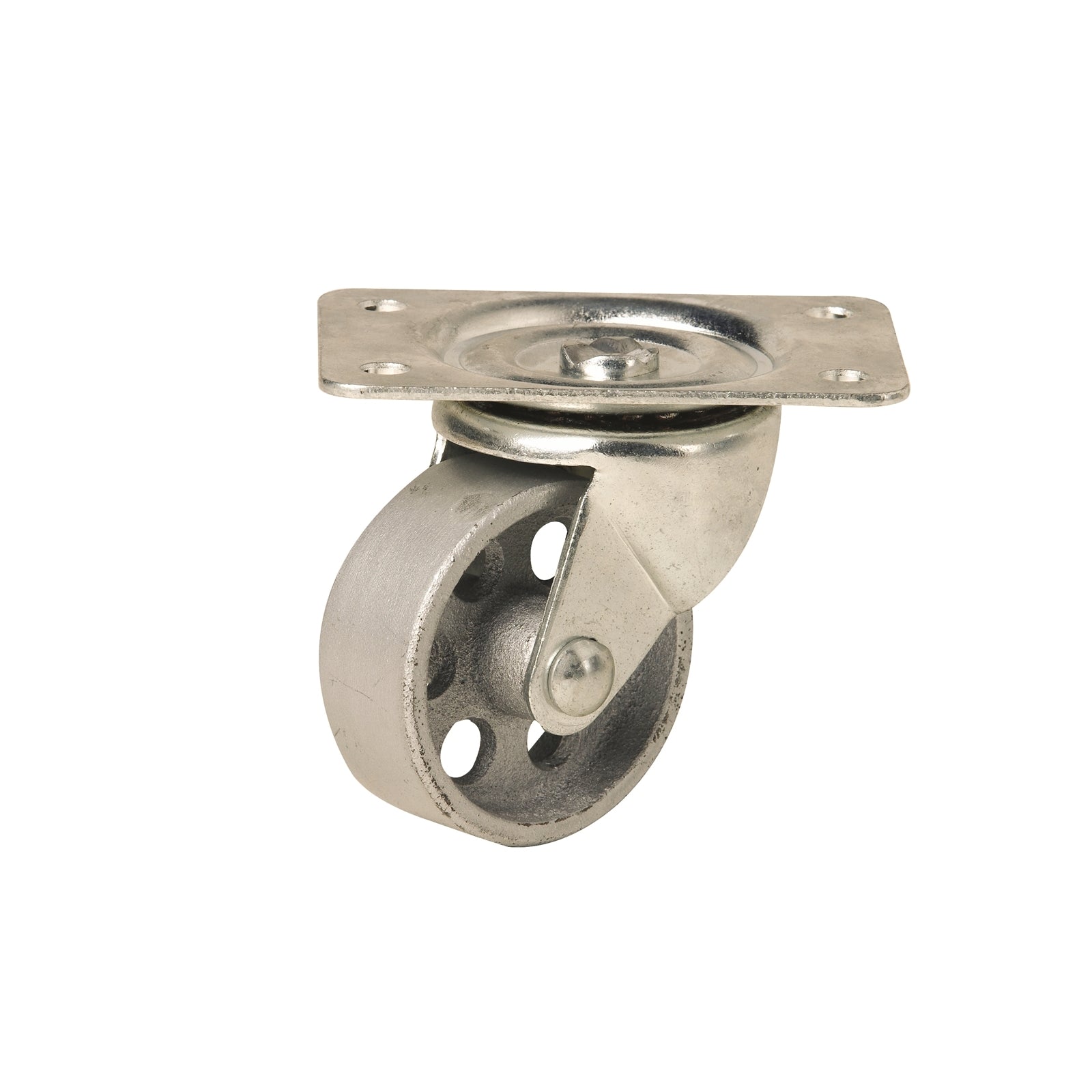 Easyroll 75mm Silver Cast Iron Swivel Plate Castor 115kg Indoor