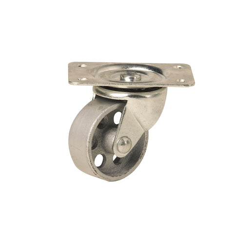 Easyroll 75mm Silver Cast Iron Swivel Plate Castor 115kg Indoor