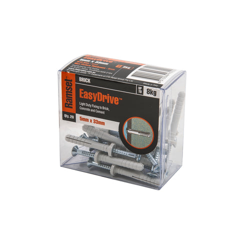 Ramset 5 x 33mm EasyDrive Nylon Masonry Anchor - 20 Pack