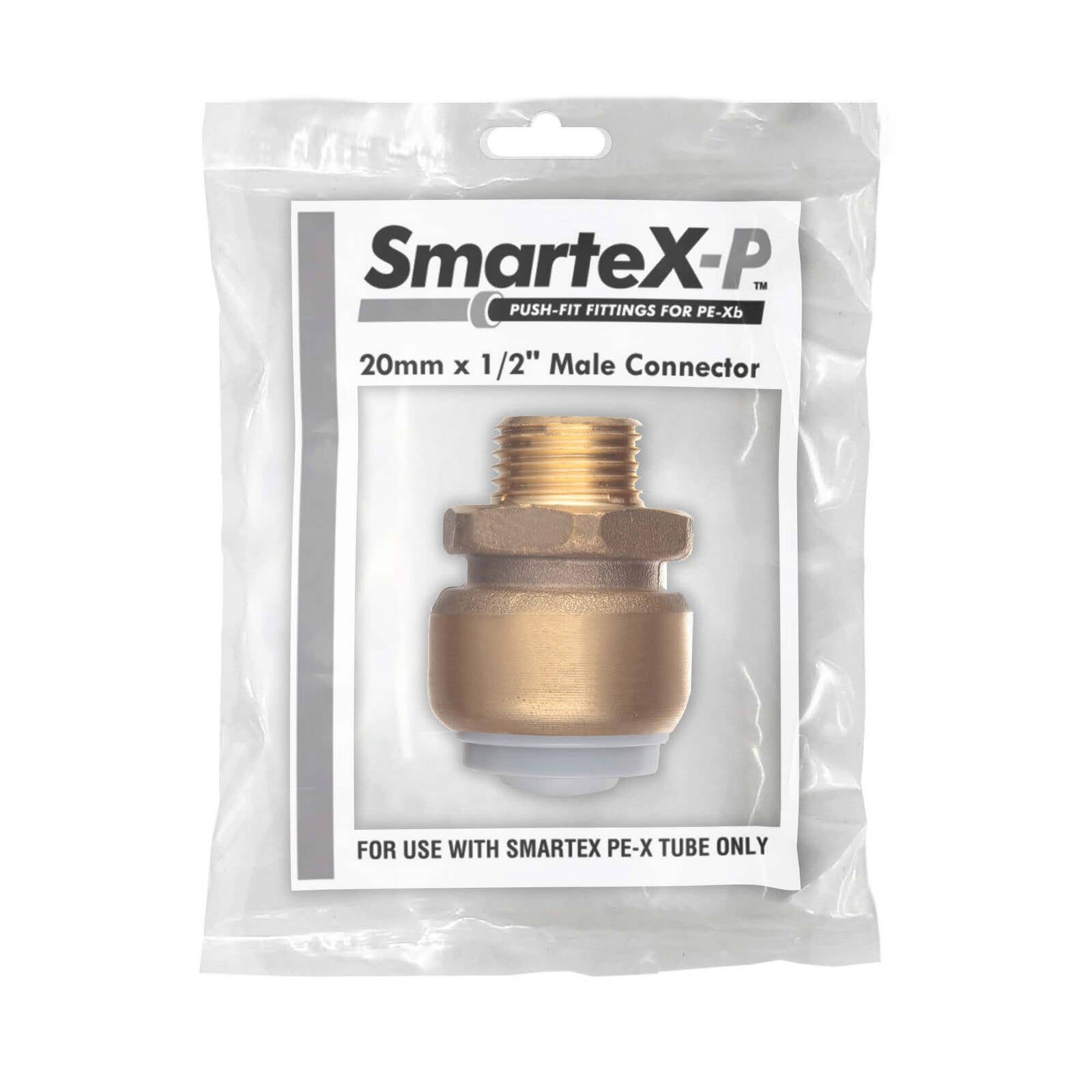 SmarteX-PEX 20 x 15mm Male Connector, Lead Free Brass Push-Fit