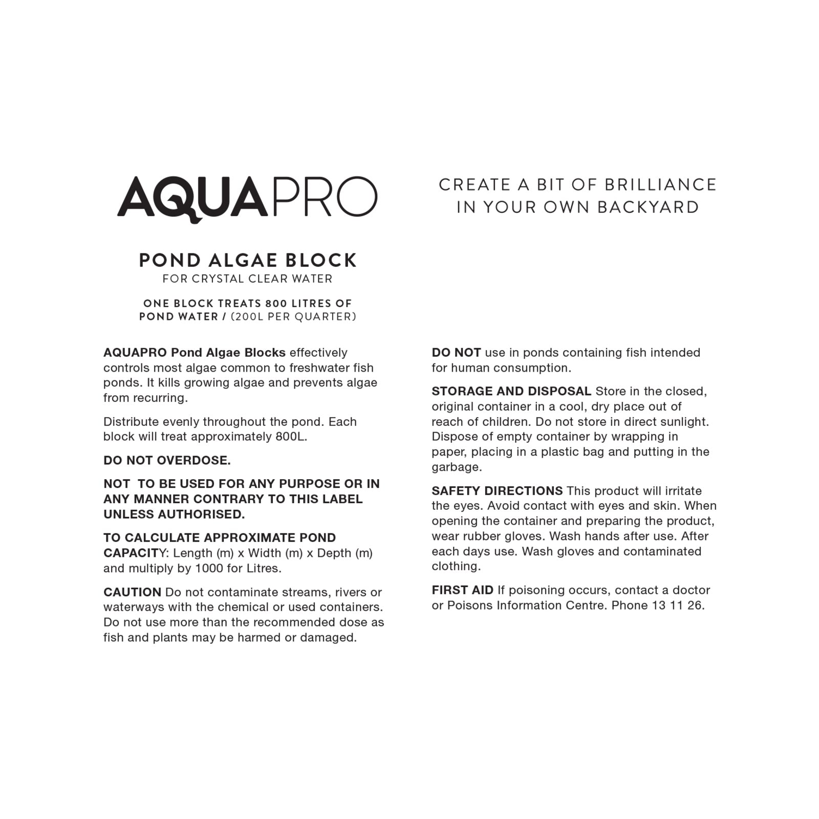 Aquapro 20g Pond Algae Block - Treats Up to 800L