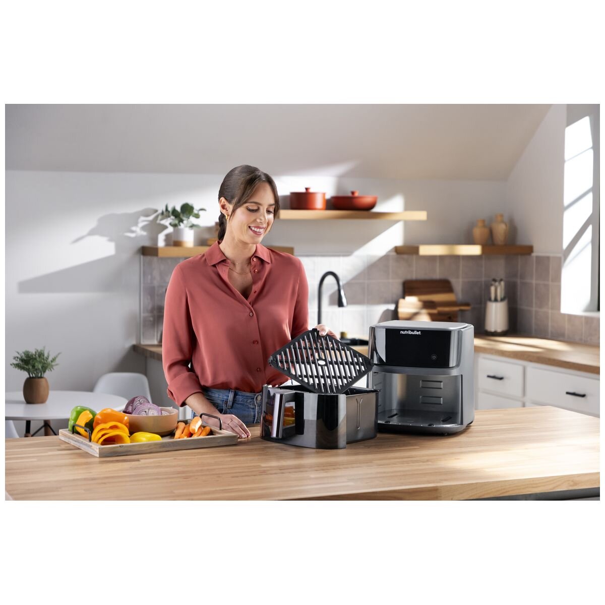 NutriBullet CrispLite Vision 8L Air Fryer - Viewing Window, Interior Light, Reversible Plate - NBA07350