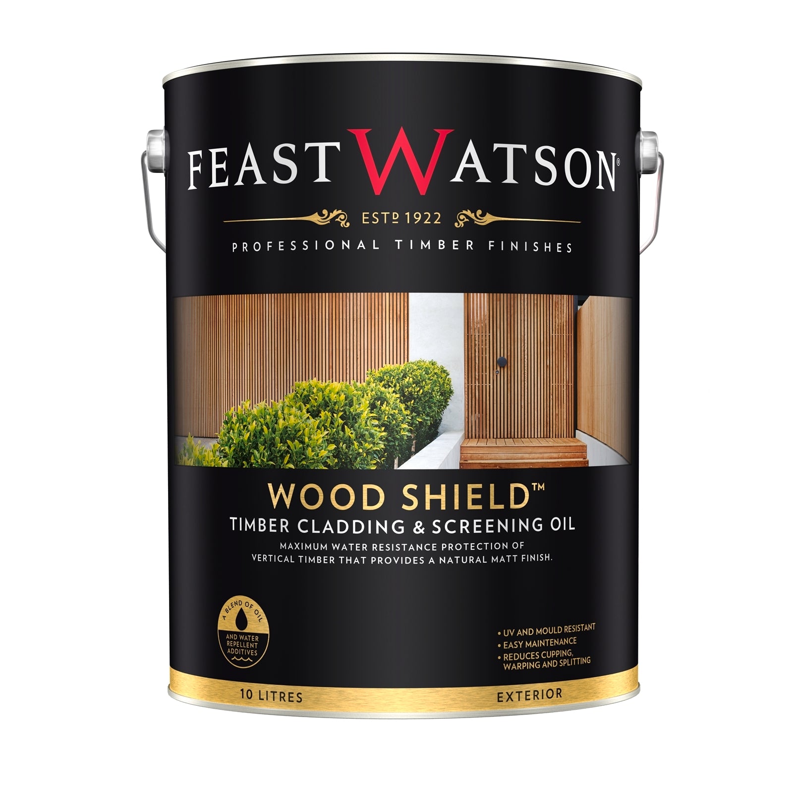 Feast Watson 10L Natural Oil Based Wood Shield Timber Cladding and Screening UV Resistant