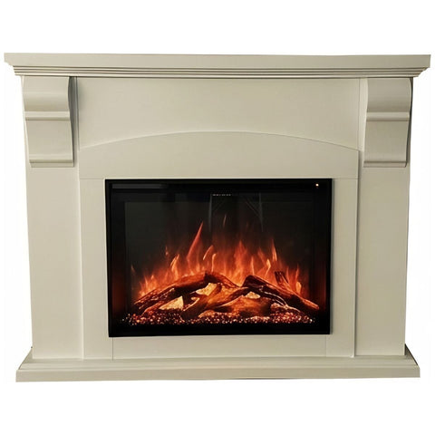 Modern Flames Prescott Mantle Suite Electric Fireplace - White - WiFi App, 10 Flame Colours - PRE36RS-AU