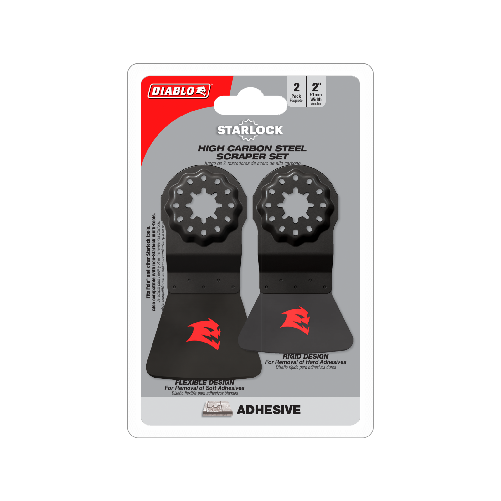 Diablo Starlock High Carbon Steel Multi-Tool Scraper Set for Adhesive Removal - 2 Pack 2608F02274