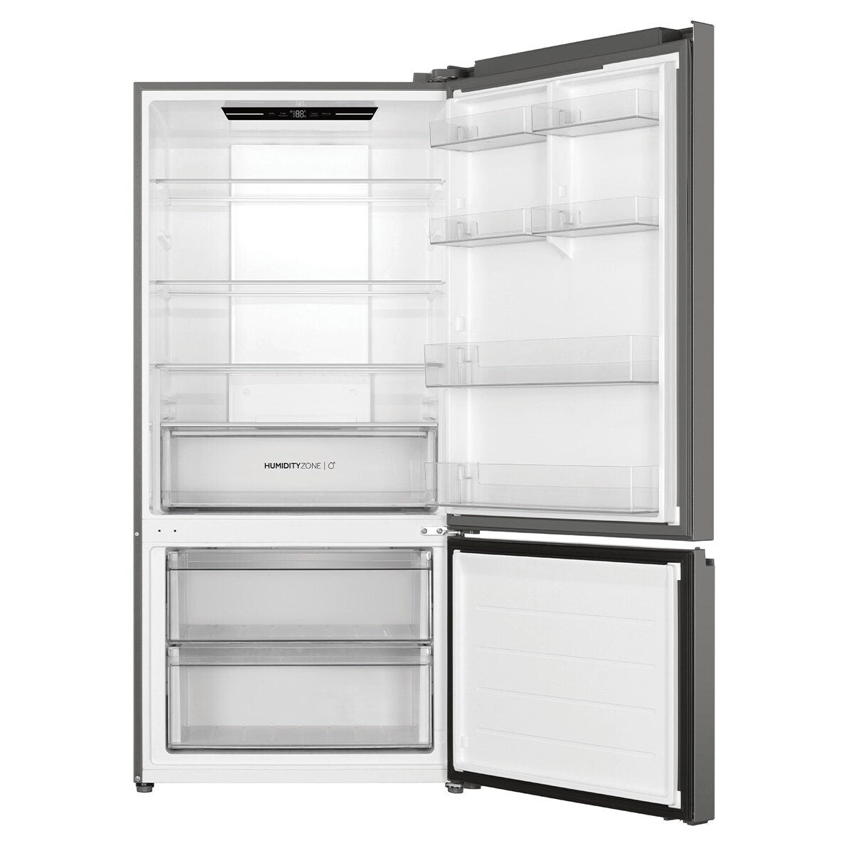 Haier 517L Bottom Mount Fridge - Satina Silver, 5.5 Star Energy, Reversible Door - HRF510BS