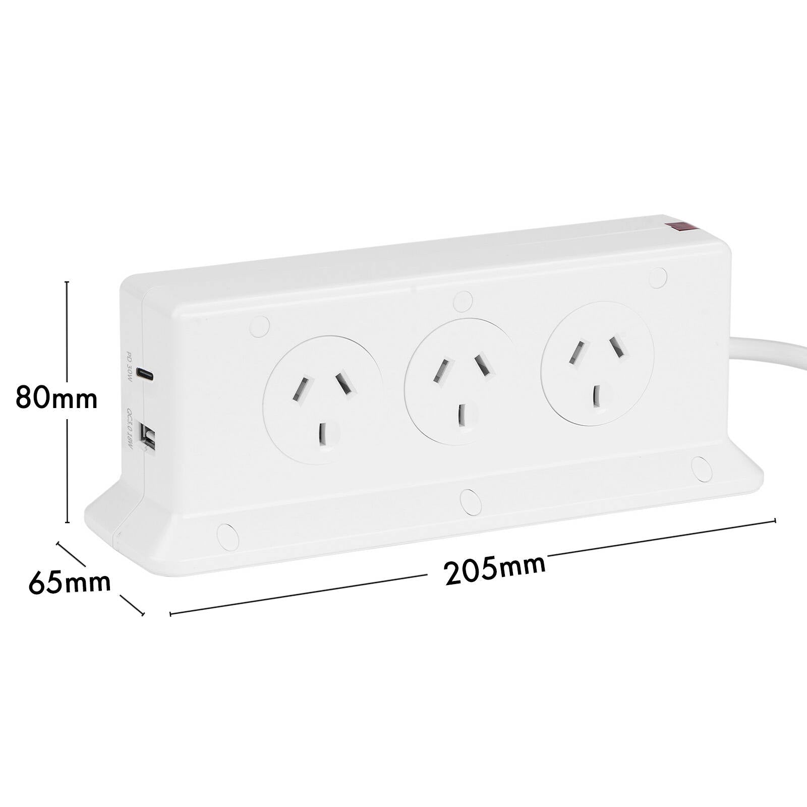 Arlec 6 Outlet Vertical Powerboard with PD30W USB-A & USB-C Rapid Charging White PB6WUPD30