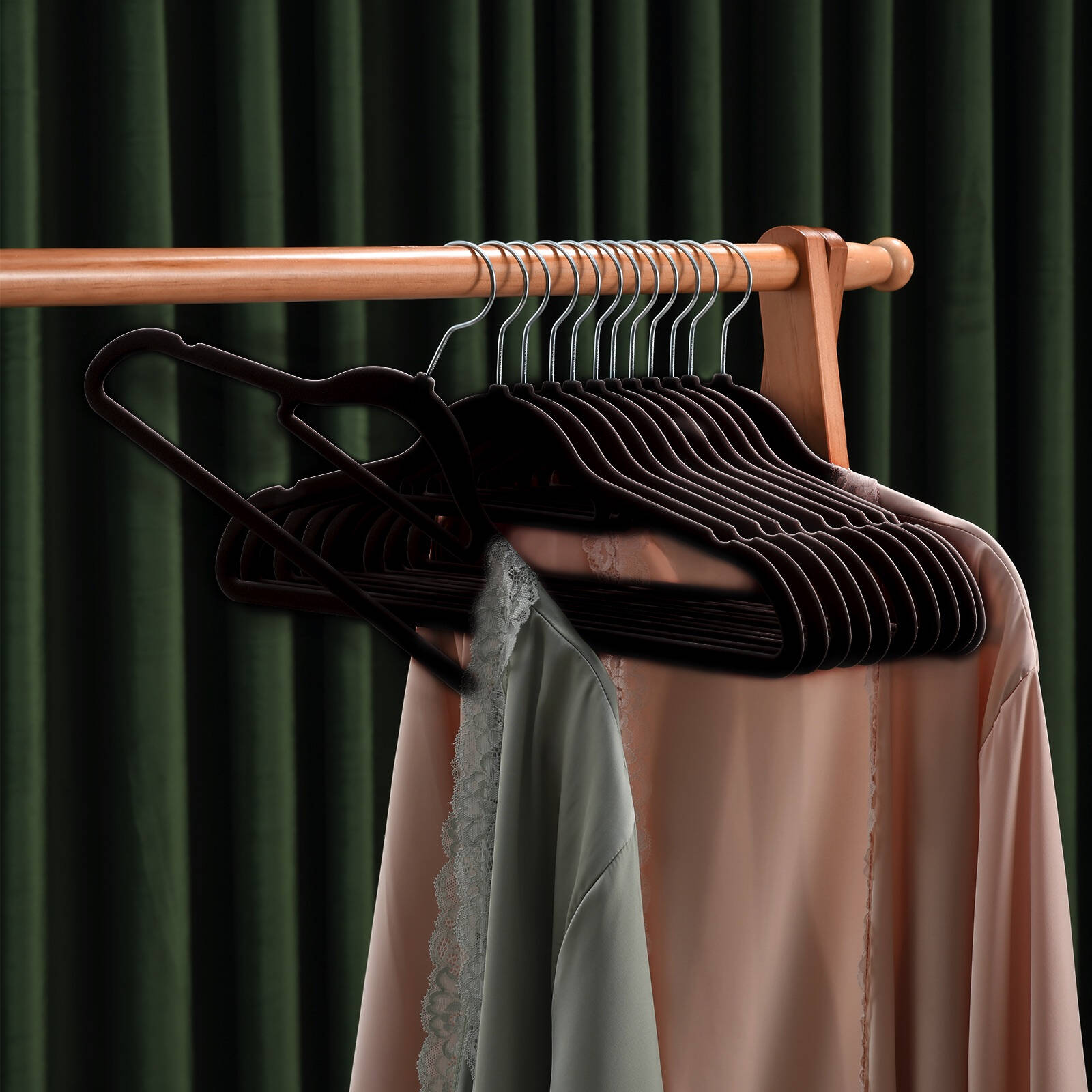 Practa Velvet Slim Clothes Hangers 30 Pack Non-Slip with Strap Notches