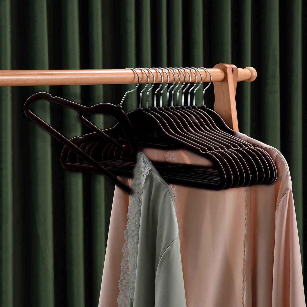 Practa Velvet Clothes Hangers 30 Pack - Slim Design - 410mm x 230mm - Non-Slip - SuperSaverAU - view 5
