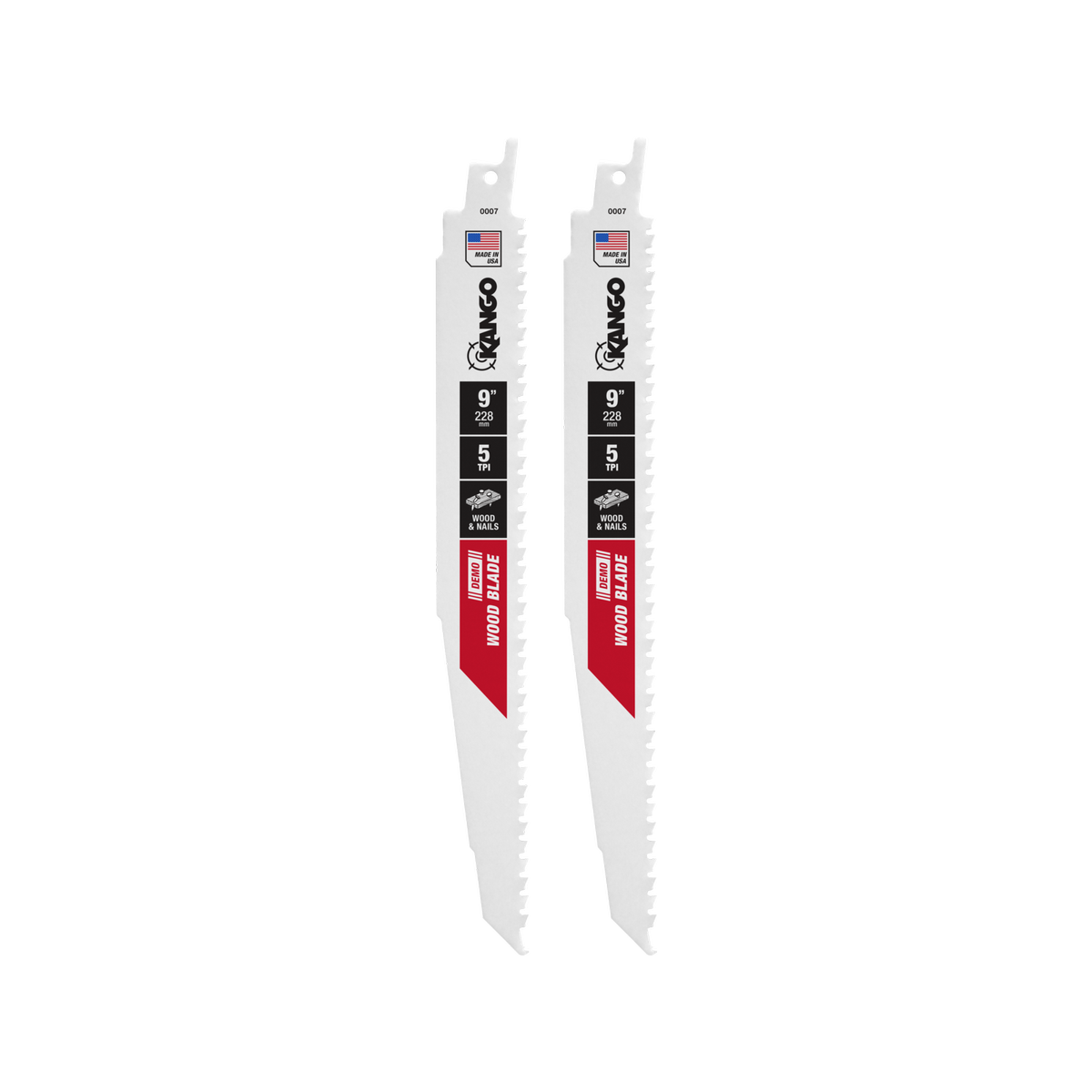 Kango Demo Wood Recip Saw Blade 228mm 5 TPI Bi-Metal Nail-Embedded Lumber 2 Pack