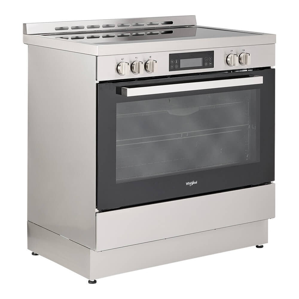 Whirlpool 90cm Ceramic Freestanding Oven - Inox, 133L, AirFry Function, Five Cooking Zones - WS91V9KPX
