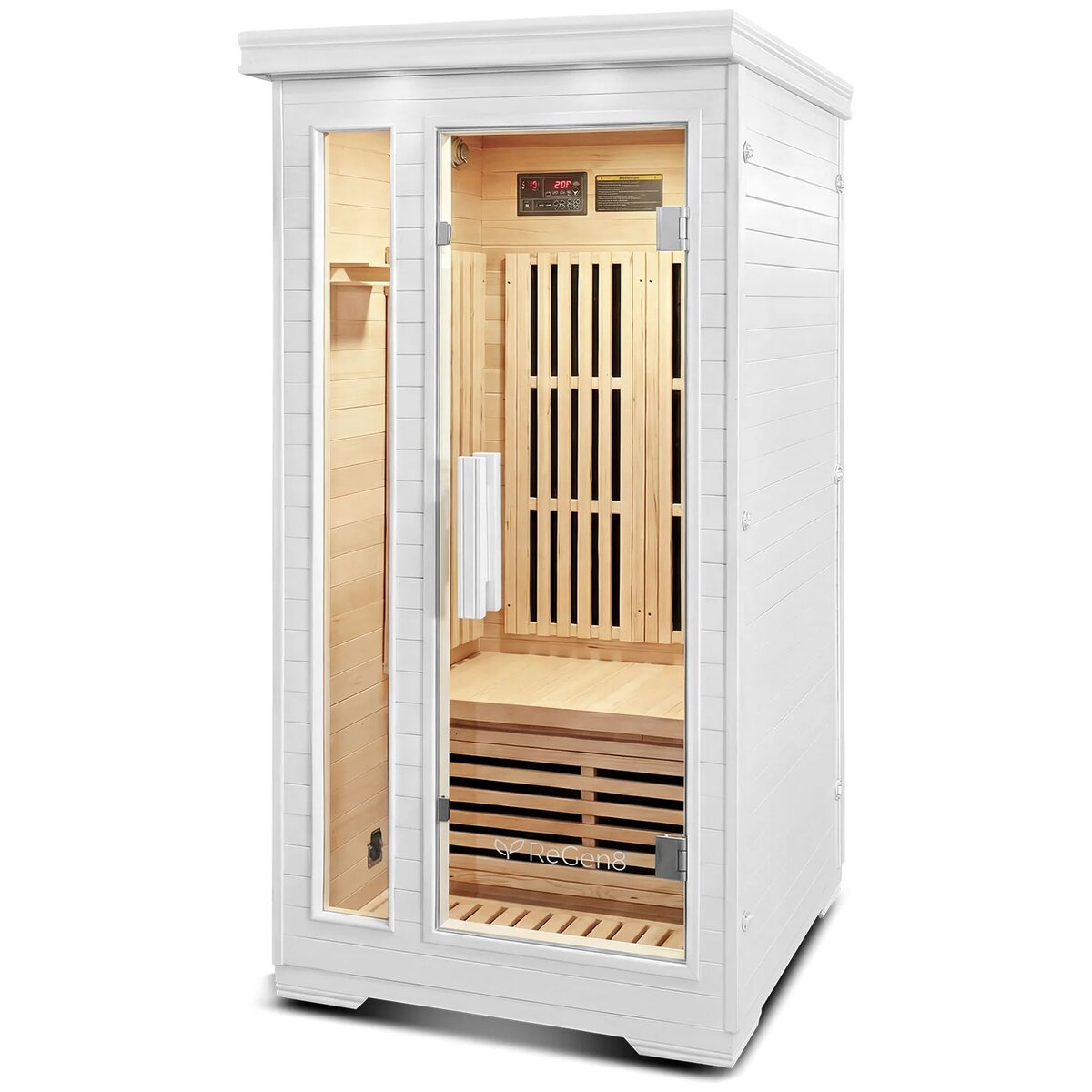 ReGen8 Solo Infrared Sauna - 1 Person, 1410W, White, 6 Carbon Fibre Heating Panels - RGSN-SOLOW