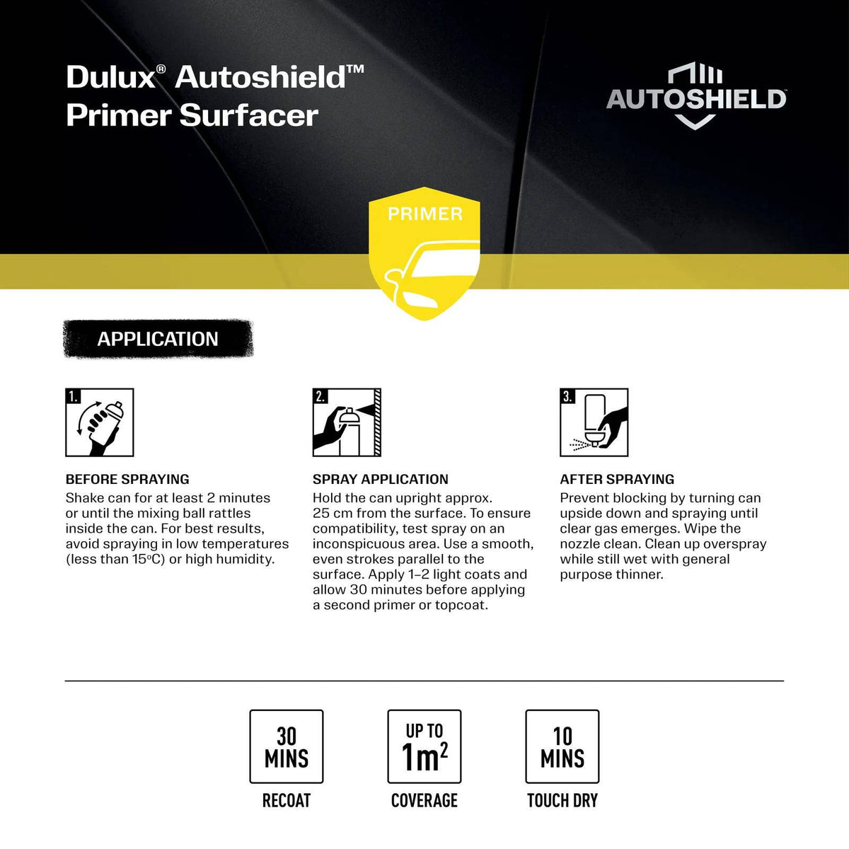 Dulux Autoshield 340g Grey Acrylic Primer Surfacer Spray Paint for Cars
