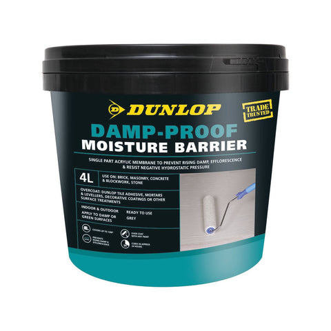Dunlop Trade 4L Grey Damp-Proof Moisture Barrier - Single Part, Brush-On