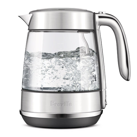Breville the Crystal Luxe Glass Kettle 1.7L - Brushed Stainless Steel Trim, Soft Top Lid - BKE765BSS