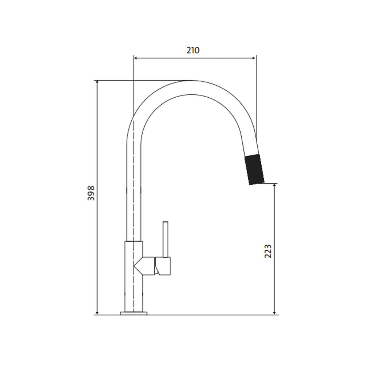 Abey Schock Talia Pull Out Kitchen Mixer Tap - Black, Jet Spray, 5 Star Water Rating - 536120B