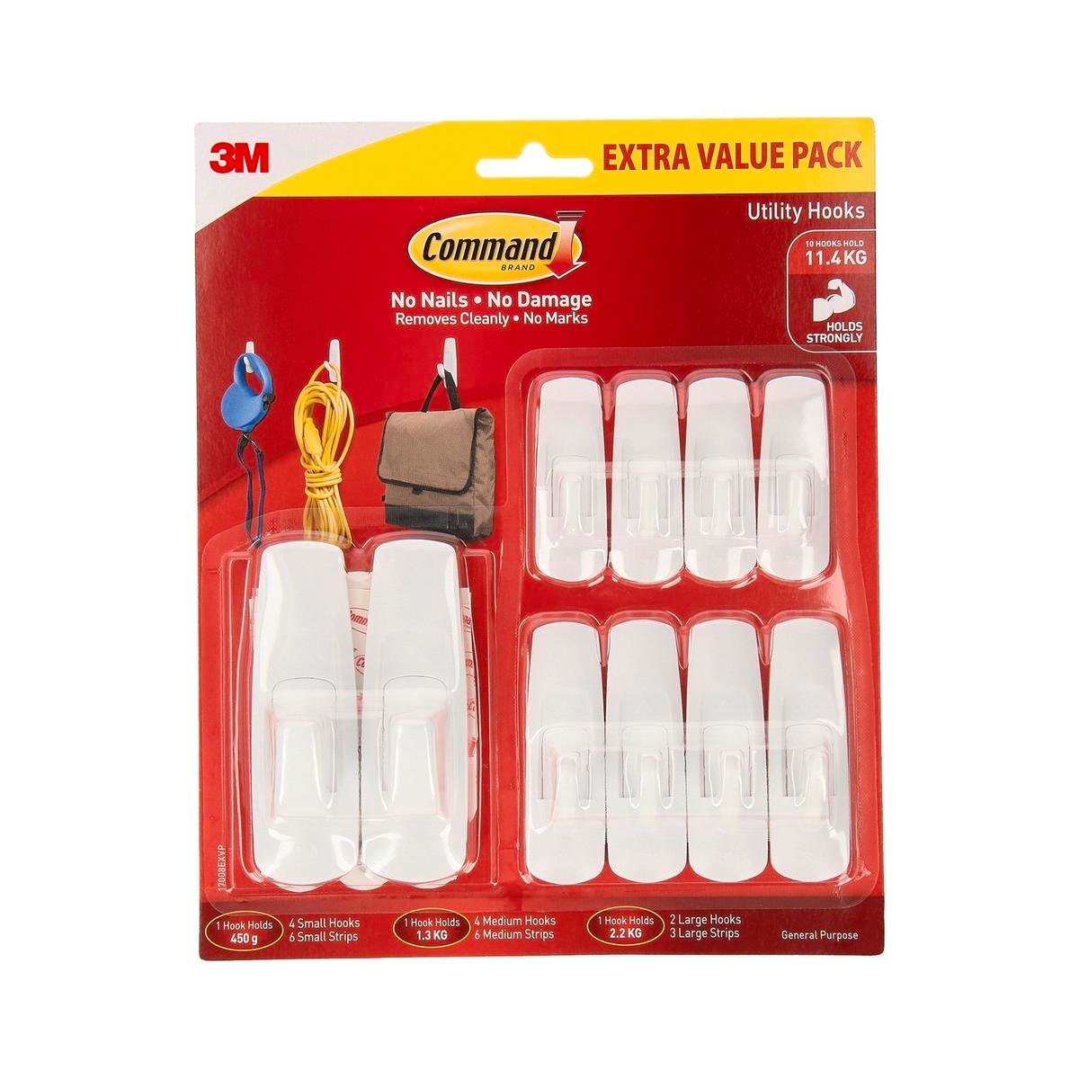 Command White Adhesive Mixed Hooks Value Pack - 10 Pack Damage-Free