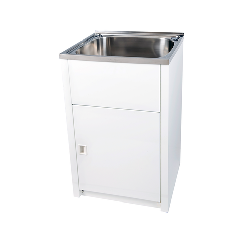 Everhard 45L Laundry Unit Stainless Steel Bowl Galvanised Cabinet - White