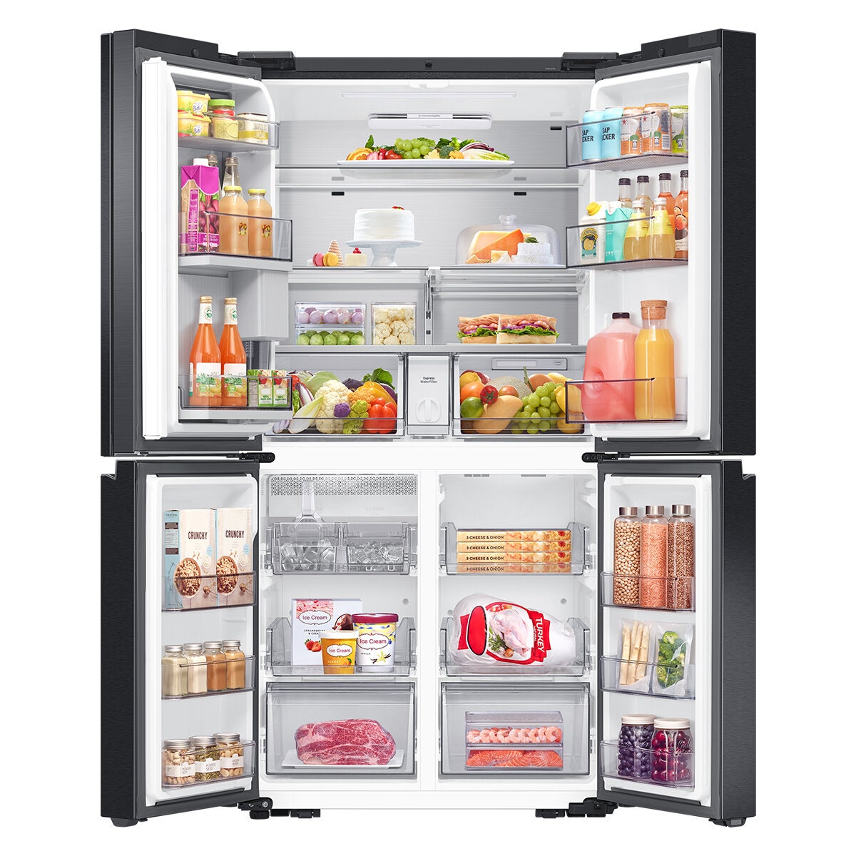Samsung 636L AI Family Hub French Door Fridge - Matte Black, Internal Beverage Centre - SRF9400BFH