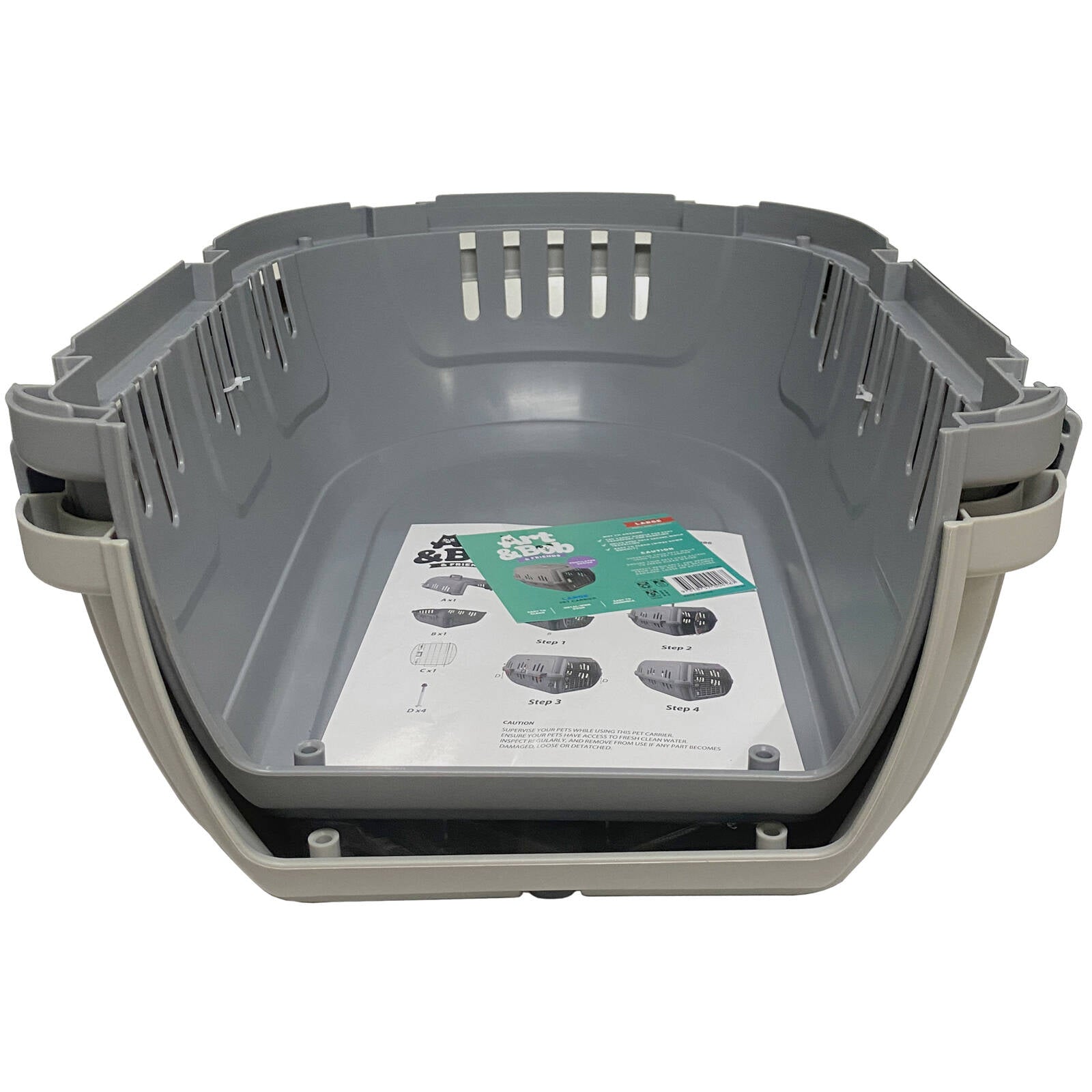Art & Bob 61 x 41 x 37cm Large Pet Carrier with Wire Door & Carry Handle