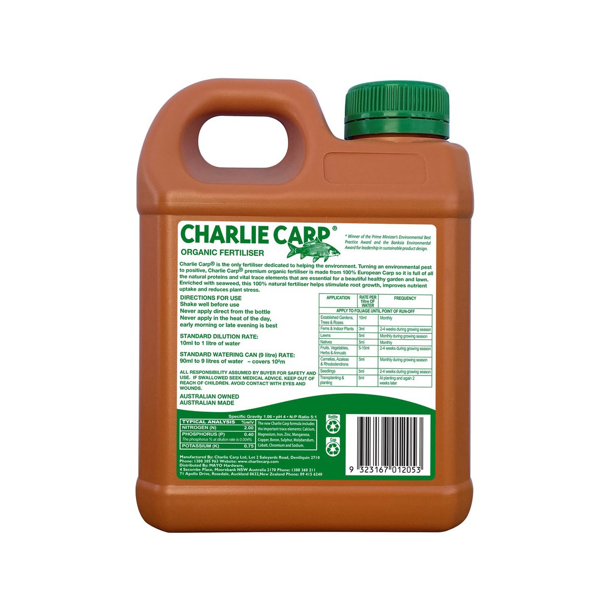 Charlie Carp Premium Organic Fertiliser Concentrate 1L - With Seaweed