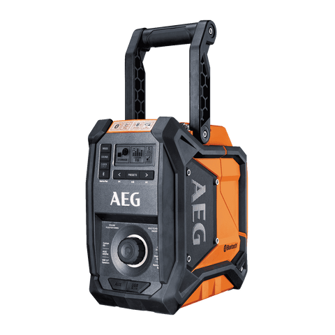 AEG 18V 240V Hybrid Bluetooth Jobsite Radio Weather Resistant Skin Only BRFMB18-0
