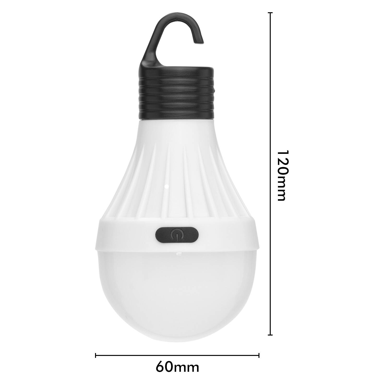 Click LED Portable Bulb, White Battery Operated Indoor Light with Hanging Hook CLKBLED01